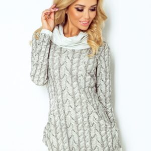 119-1 Golf - sukienka z dużymi kieszeniami - wzór gruby WARKOCZ-1