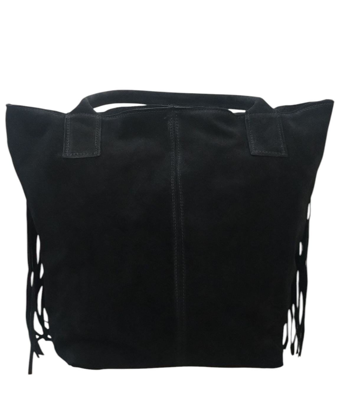 Skórzana Zamszowa Torebka Shopper z Frędzlami - Image 2
