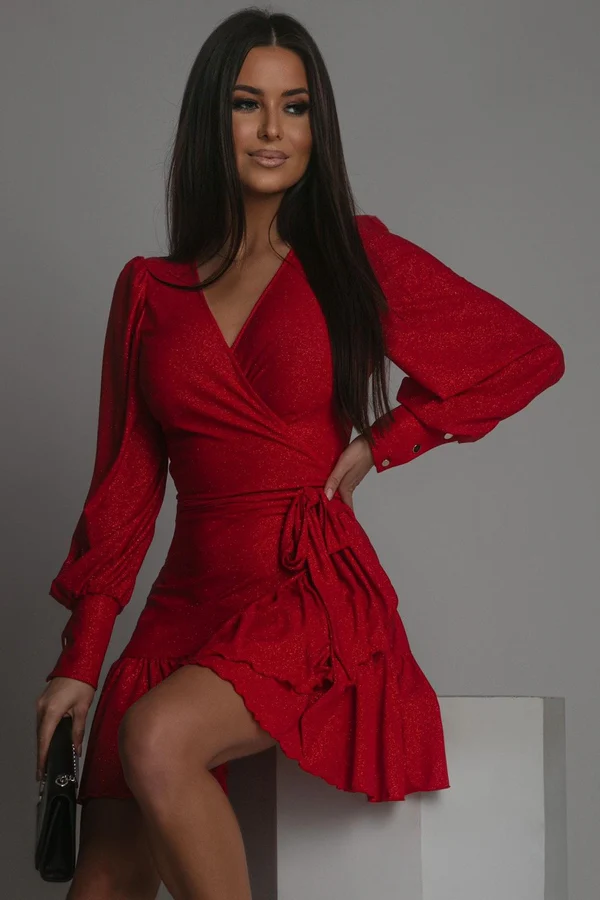 Sukienka "ANNA" błysk - Czerwona - Image 2