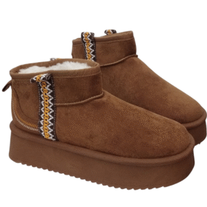 Modne Śniegowce Na Platformie ze Wzorem Camel