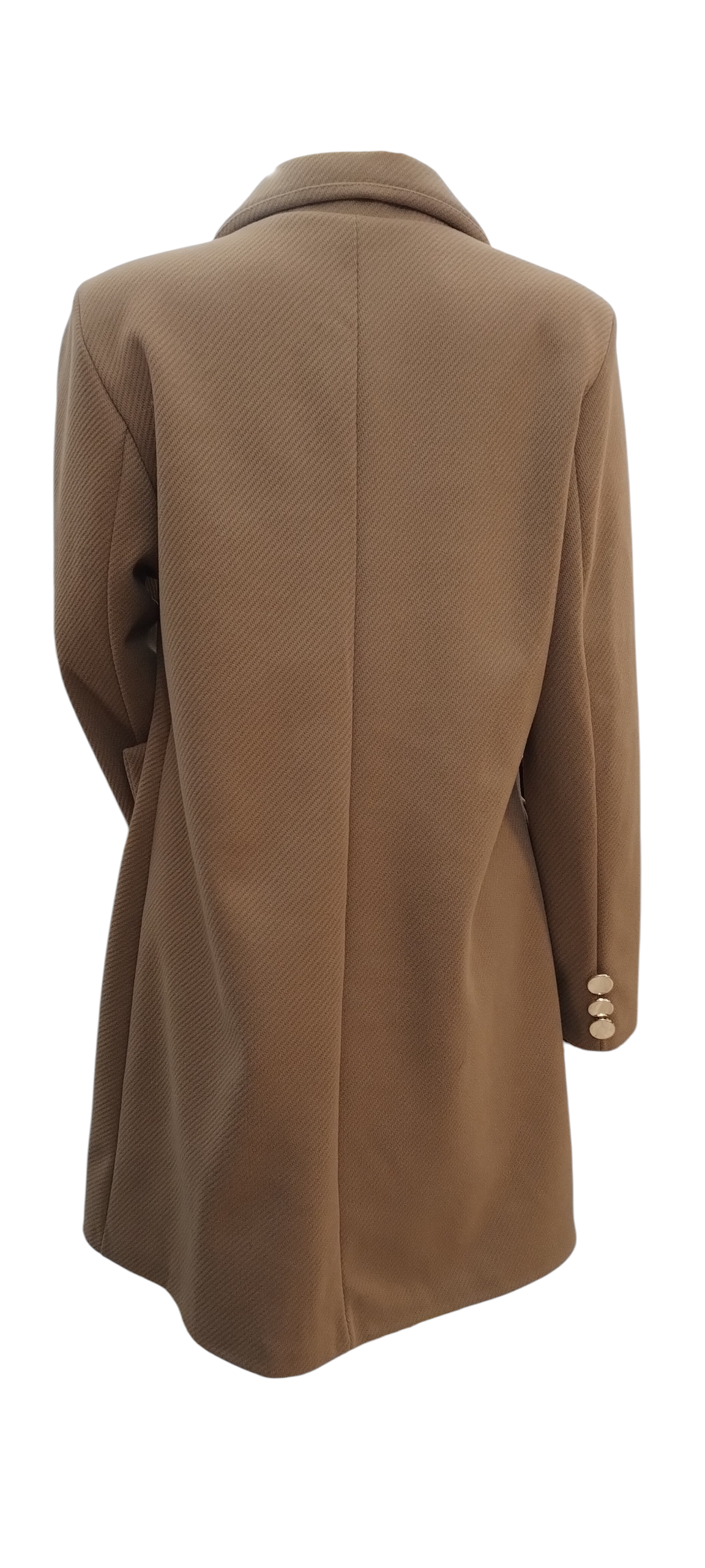 Elegancki Płaszcz Camel ze Złotymi Detalami - Image 3