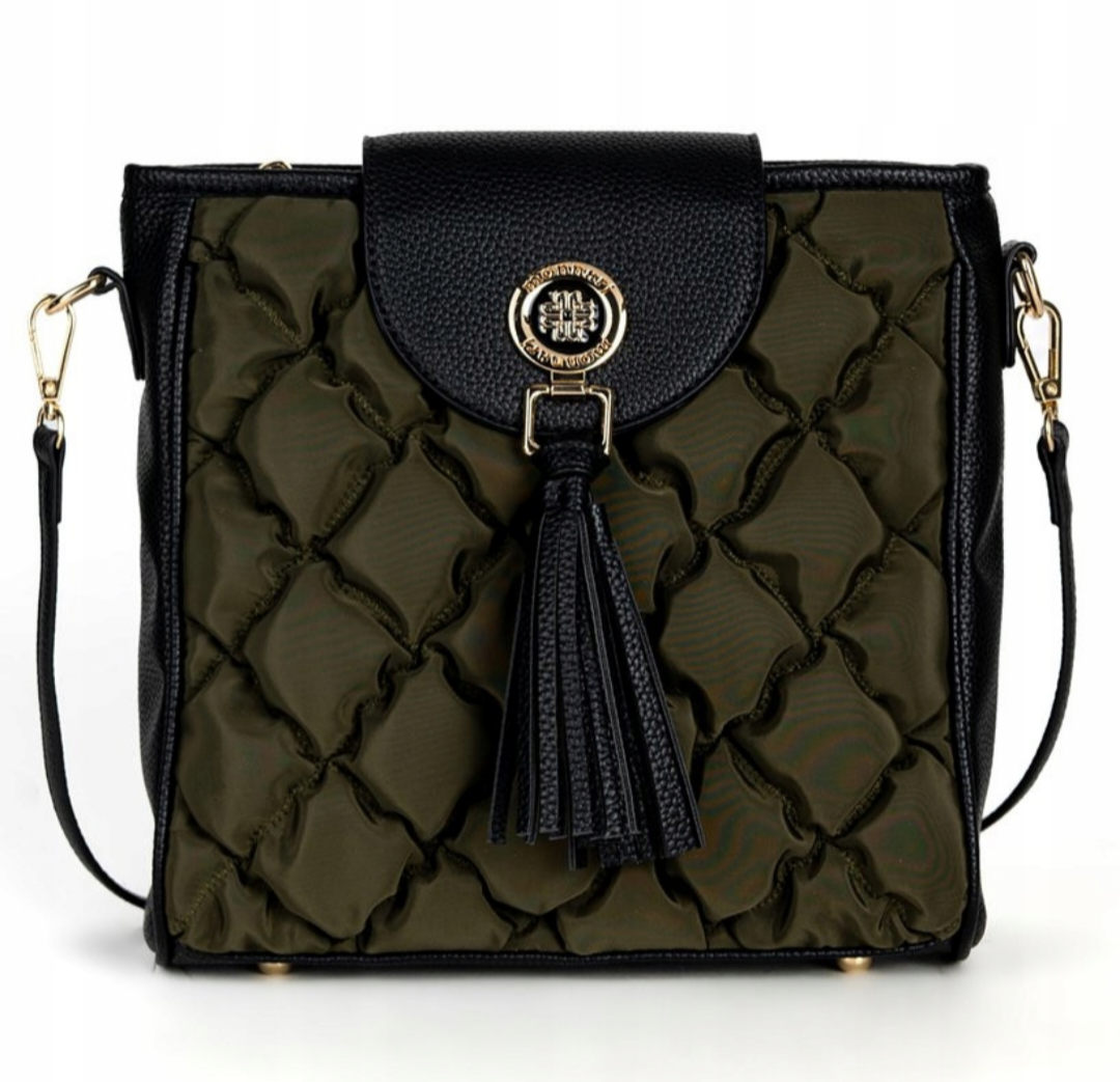 Pikowana Listonoszka Monnari w Odcieniach Khaki i Czerni