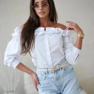 Koszula Hiszpanka z Falbanami – White Elegance