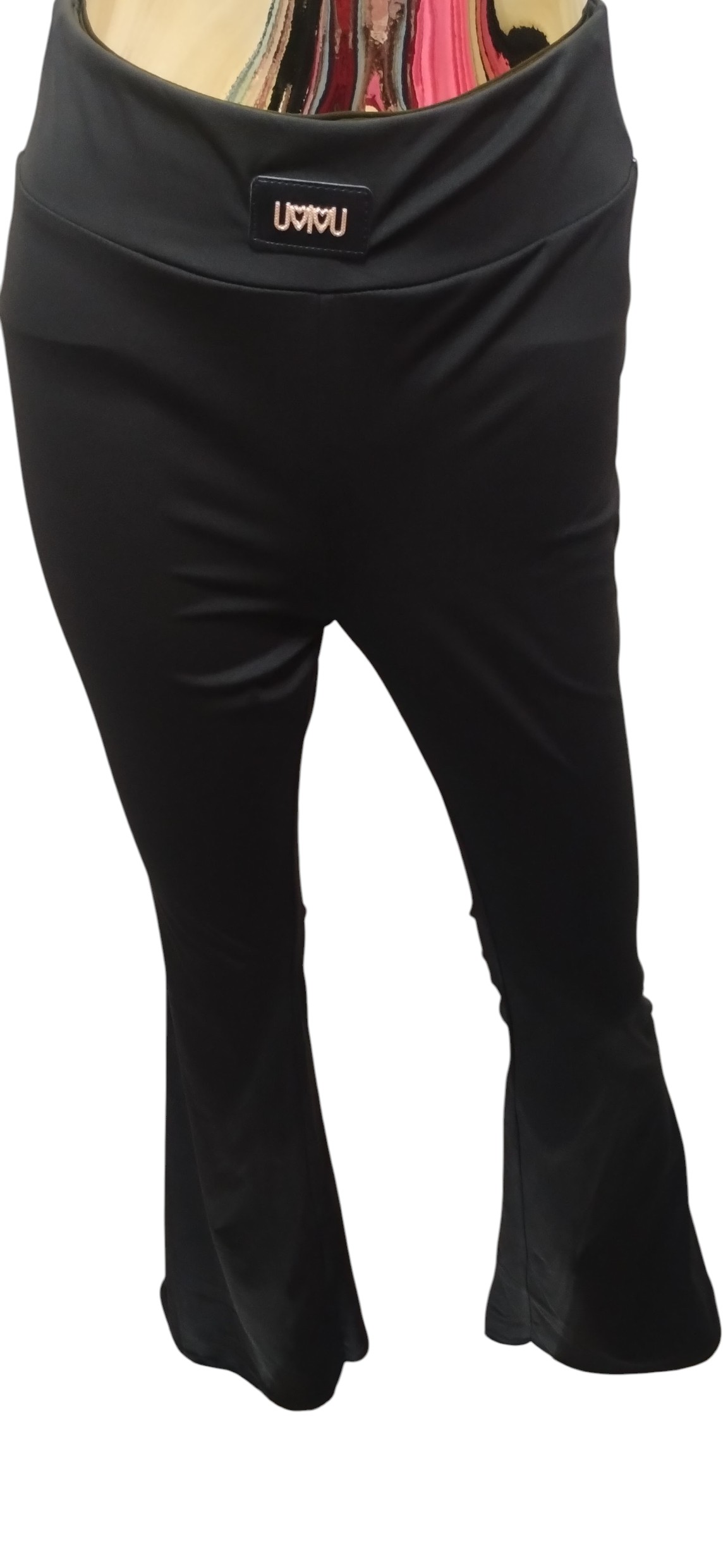 Czarne Legginsy Flare z Efektem Push-Up