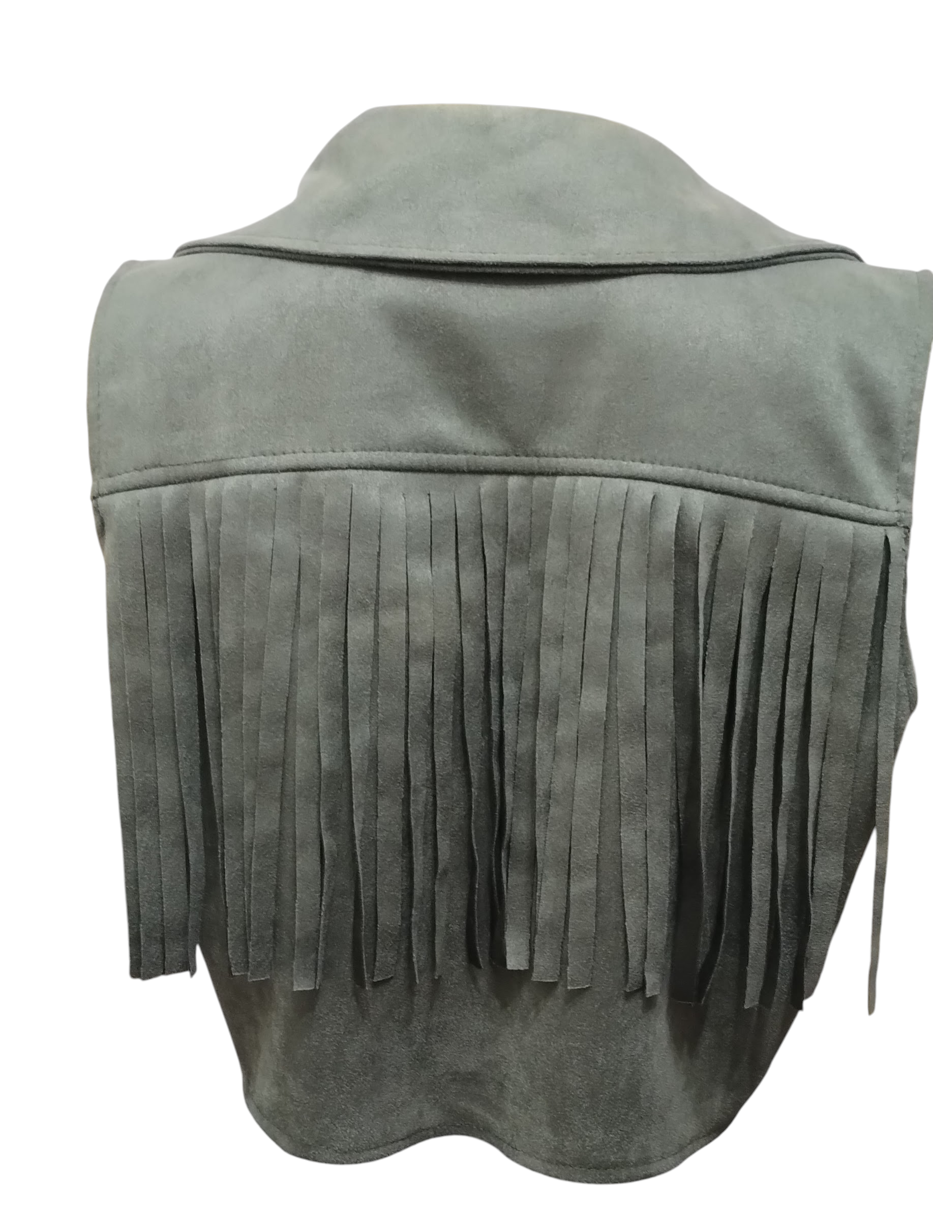 Zamszowa Kamizelka z Frędzlami – Khaki - Image 3